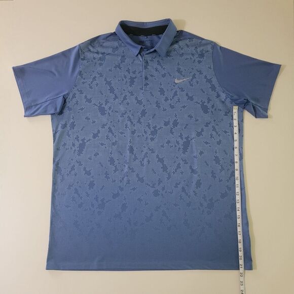 Nike Blue Dri-FIT Mobility Camo Golf Tech Sport Dri-FIT® Polo - Picture 6 of 12